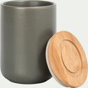 Pot en porcelaine vert avec couvercle en bambou D8xH11cm-JAN