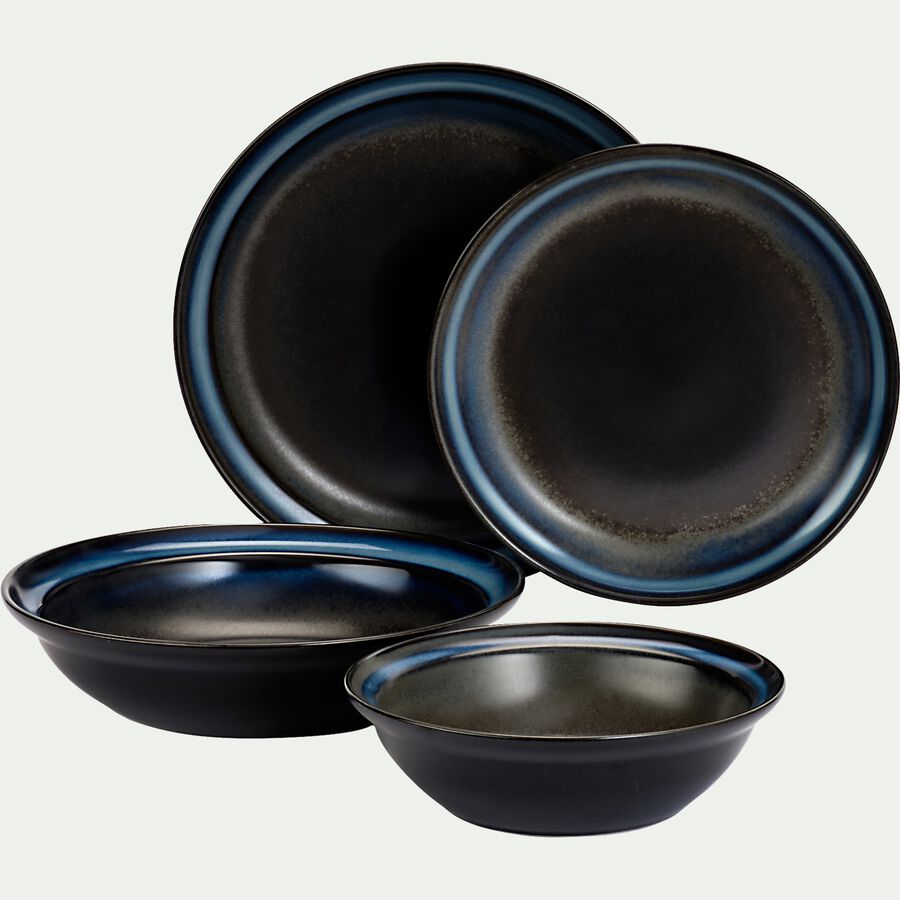 Assiette creuse en porcelaine D21,5cm - noir-FERRU
