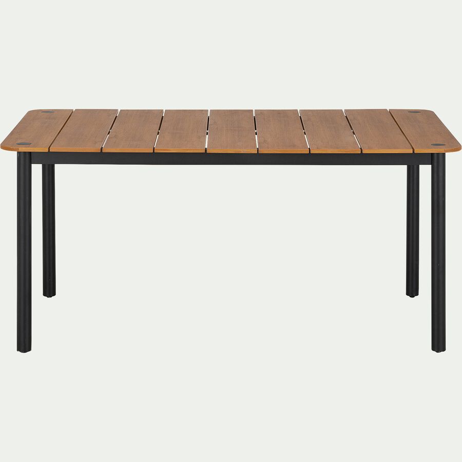 Table de jardin effet bois et aluminium - bois foncé (6 places)-MASCA