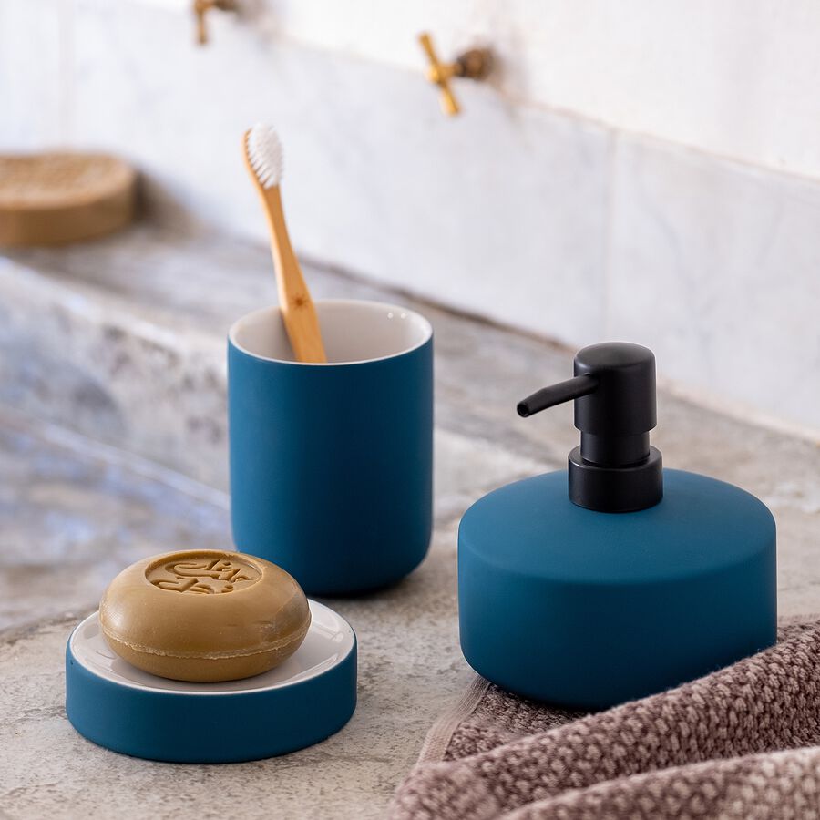 Distributeur de savon en grès - bleu figuerolles-CISTE