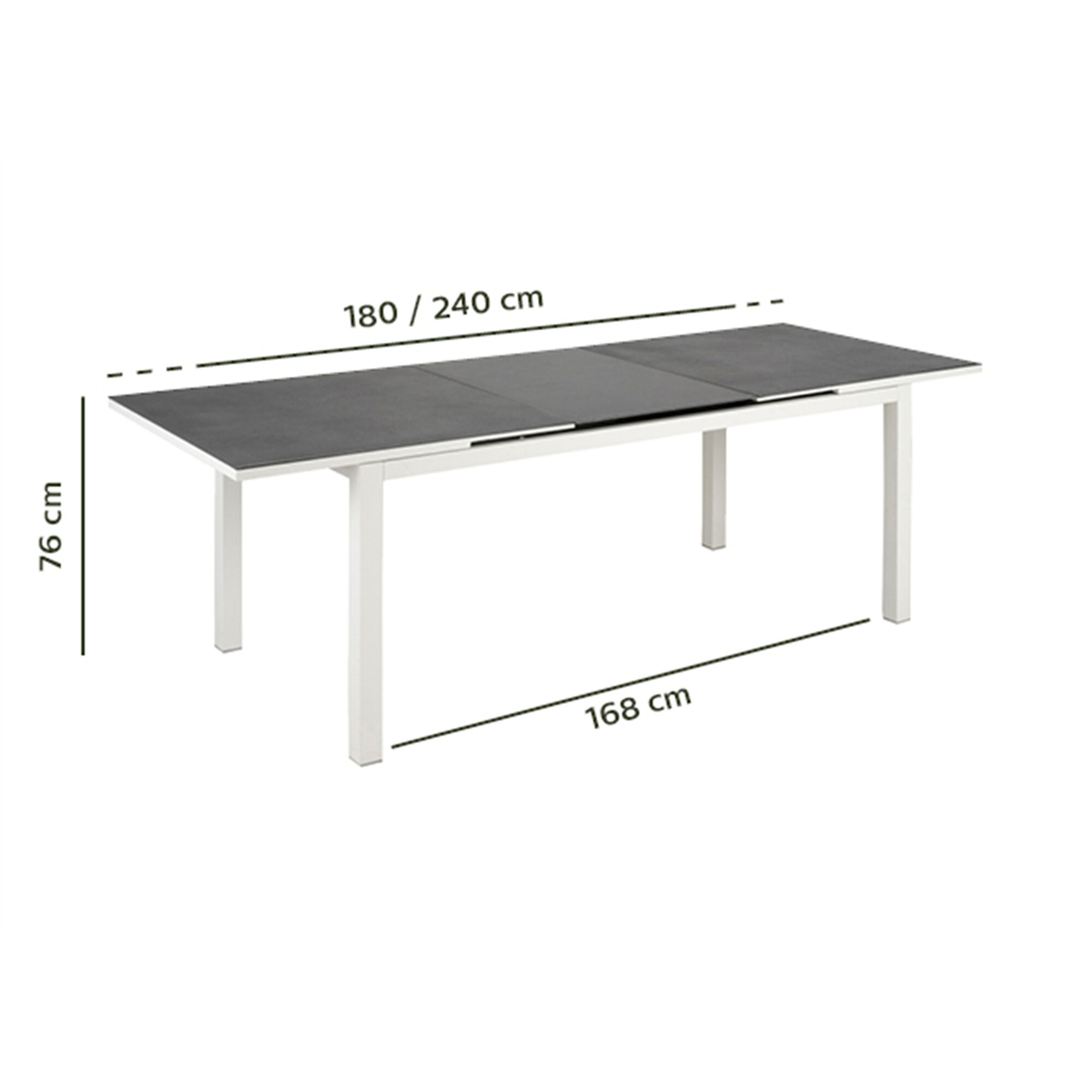 Table de jardin extensible en verre et aluminium - gris (6 à 10 places)-LANCIANO