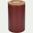 Pot en porcelaine rouge avec couvercle en bambou D10,5xH16 cm-JAN