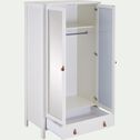 Armoire en bois 2 portes et 1 tiroir avec miroir - blanc H195cm-DAURIAN