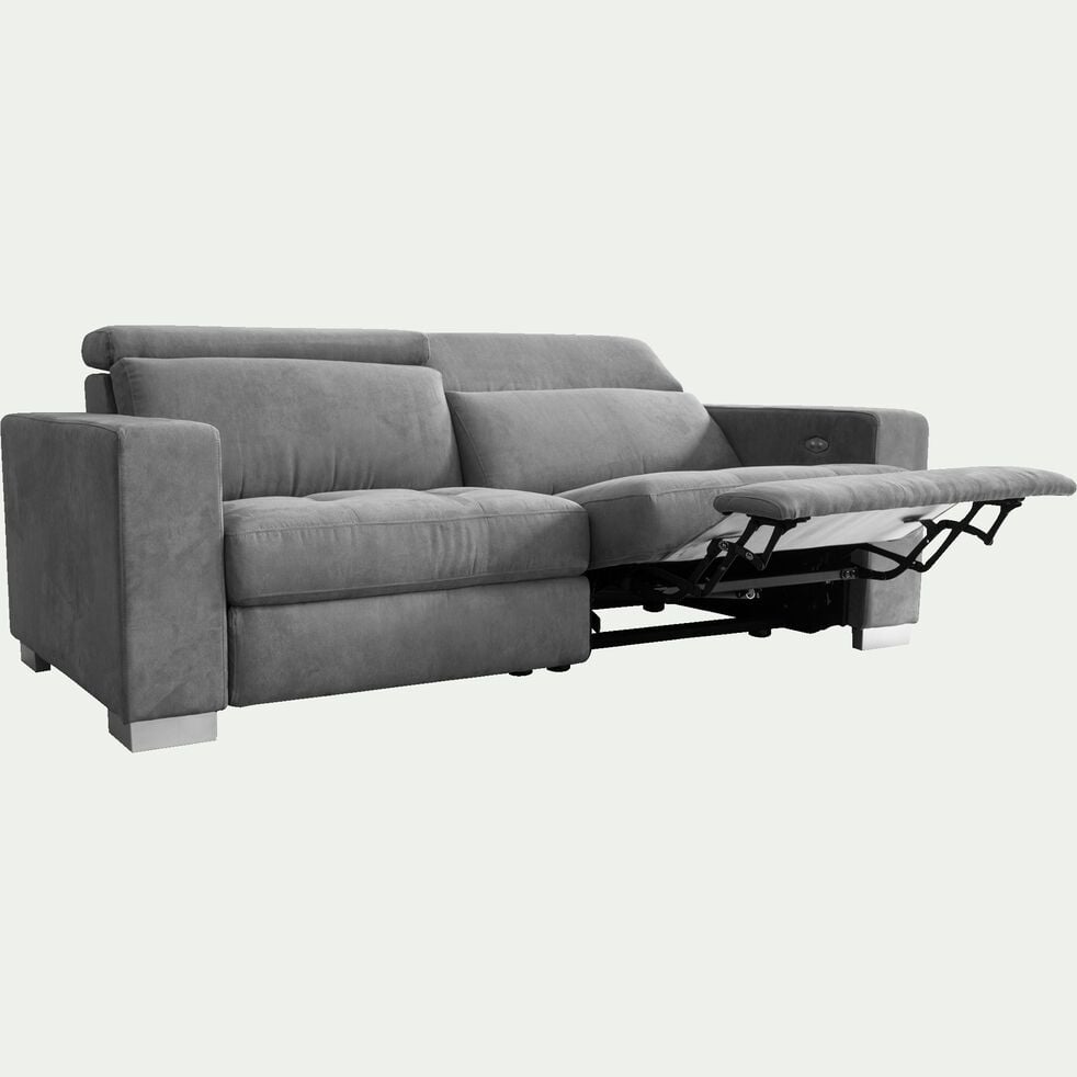 Canapé de relaxation 2 places en tissu accoudoirs 20cm - gris-MAURO