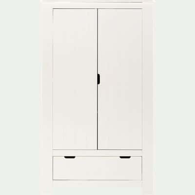 Armoire 2 portes et 1 tiroir en bois chambre enfant - blanc-POLLUX