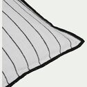 Coussin à rayures brodées en coton - noir et blanc 45x45cm-BADIANE