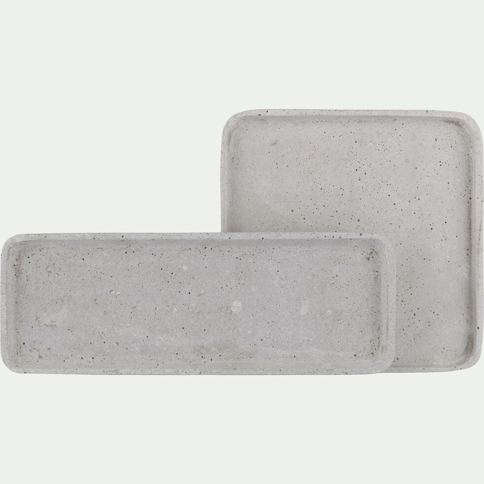Plateau carré effet béton en polystone - gris 24x24cm-CALCIS