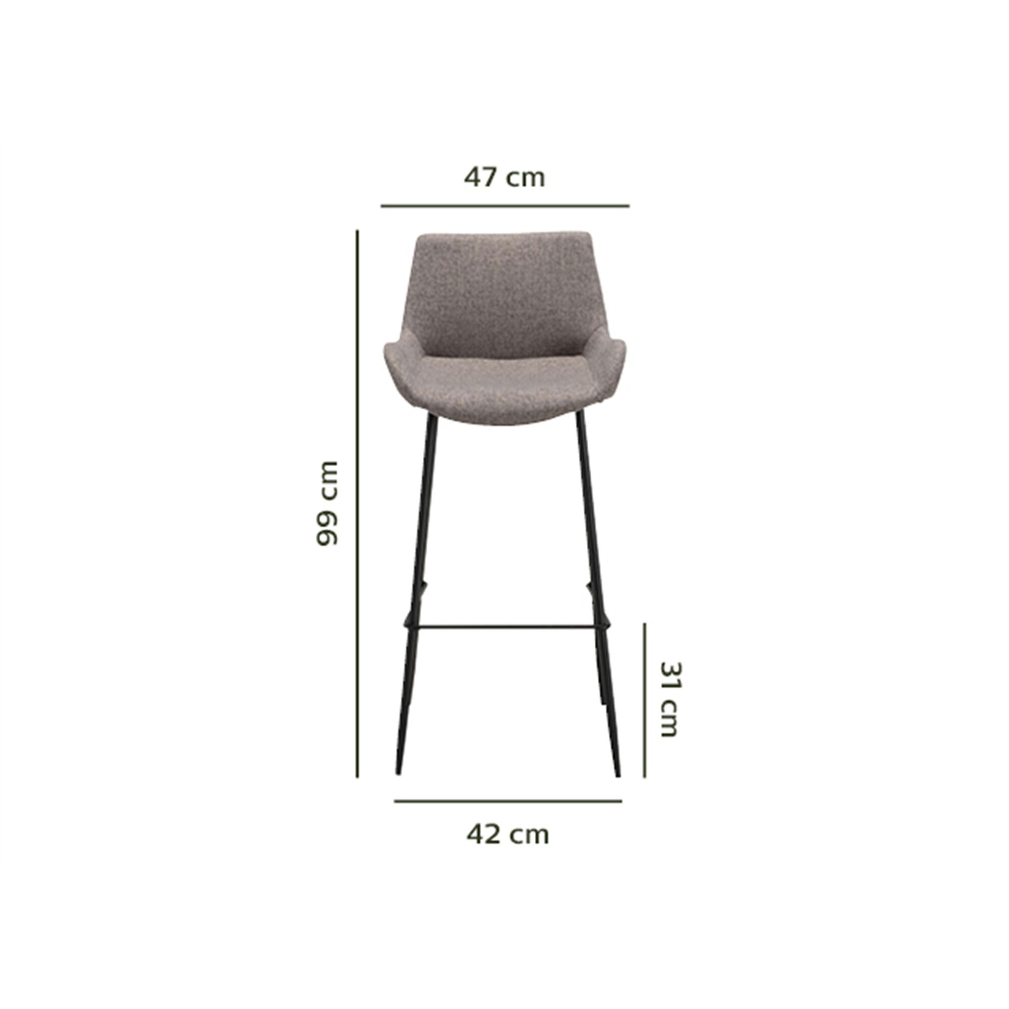 Chaise de bar en tissu gris anthracite - H75cm-GEDEON