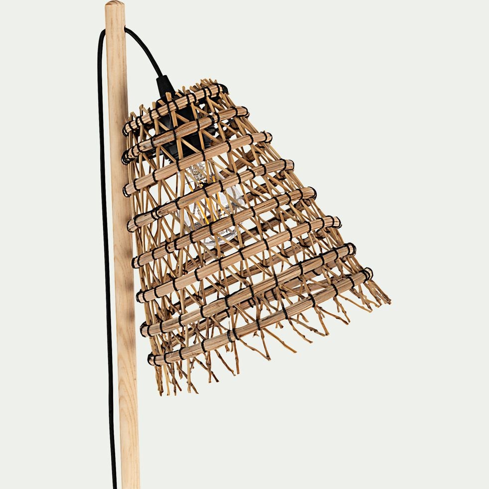 Lampadaire fait main en fibre de palmier - noir H130cm-ORIA