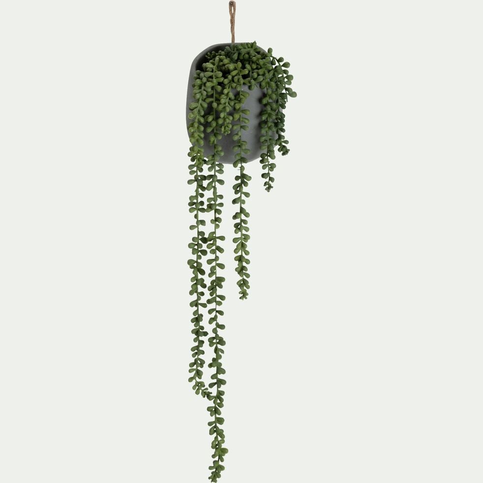 Plante suspendue artificielle dans un pot en ciment - vert  H15,4cm-HOLYO