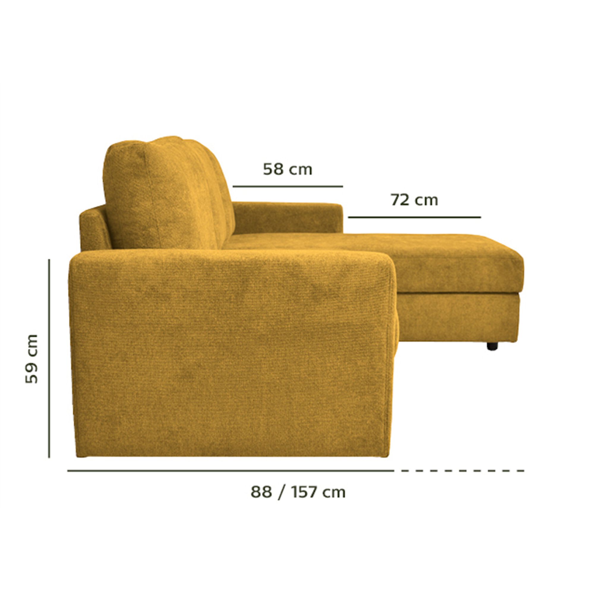 Canapé d'angle réversible convertible en tissu tramé - jaune argan-HONORE