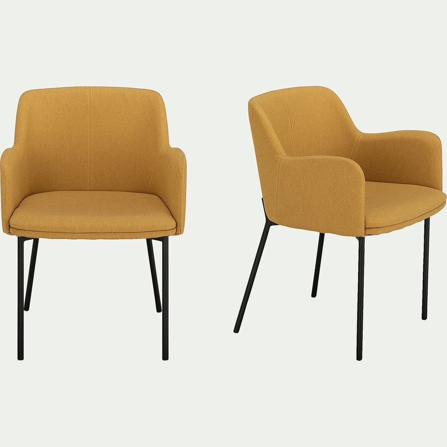 Chaise en tissu avec accoudoirs - jaune argan-TINOU