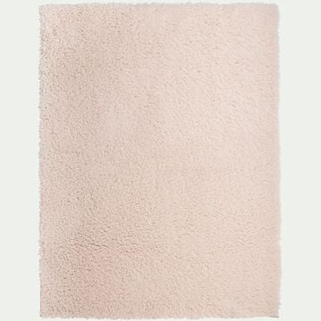 Tapis sherpa rectangle uni 100x133cm rose grège-AURORE