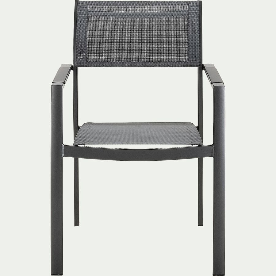 Chaise de jardin avec accoudoirs en aluminium et textilène - gris-ADANA