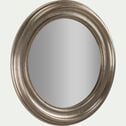 Miroir rond en bois de paulownia - argenté D80cm-ARRABIDA