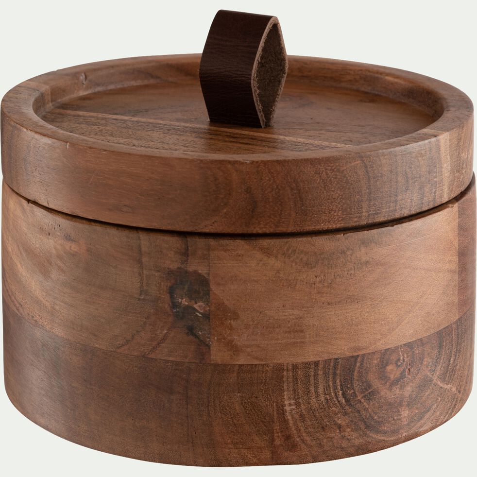 Boîte décorative en bois d'acacia - naturel D15xH9cm-VERENTI