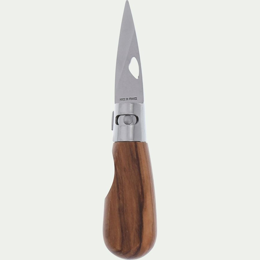 Couteau à huître pliable en bois d'olivier-OLIVIA