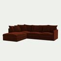 Canapé d'angle fixe gauche en velours - brun rustrel-SIMONA