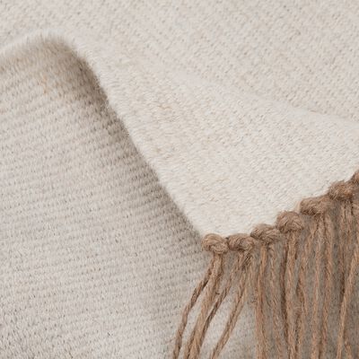 Tapis à franges en laine et jute - blanc 60x100cm-VICO