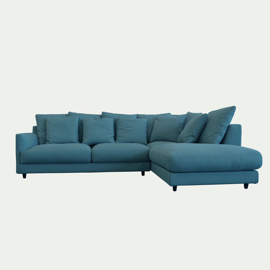 Canapé d'angle droit convertible en tissu joint - bleu niolon-LENITA