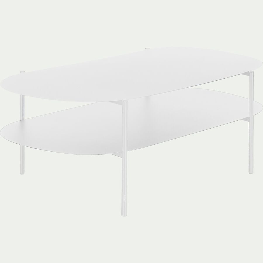 Table basse en métal - L112xl59xH40cm blanc-CAROUBE