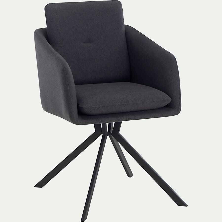 Chaise pivotante avec accoudoirs en tissu - noir-CAMARGUE