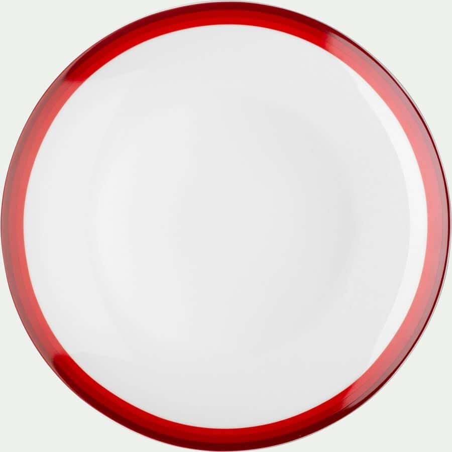 Assiette plate en porcelaine motif dégradé rouge sumac D26.5cm-VIC
