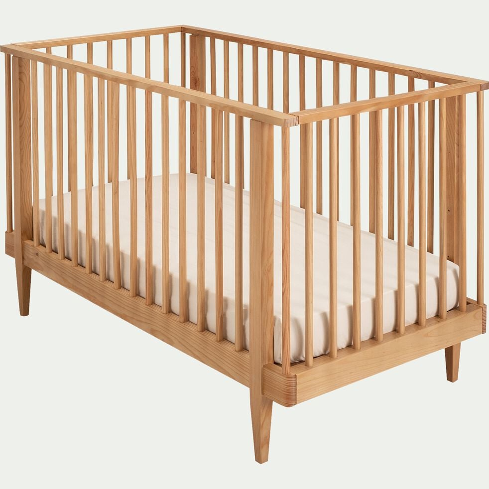 Lit bébé à barreaux en bois - naturel 60x120cm - CRUSOE 