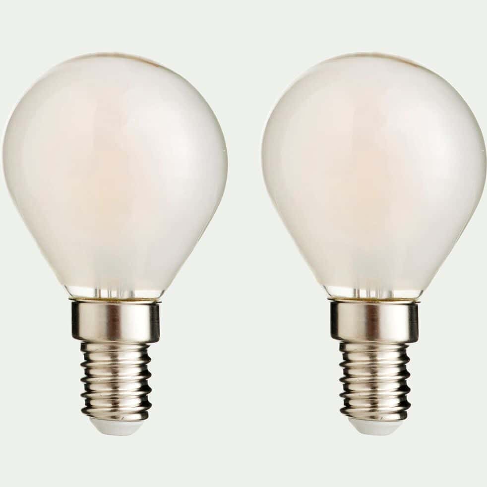 Lot de 2 ampoules LED verre dépoli culot E14 - blanc - SP