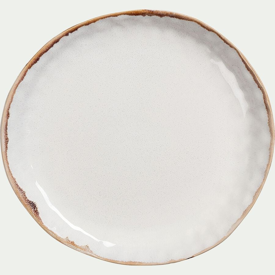 Assiette plate en grès D28cm - blanc-AUCEL