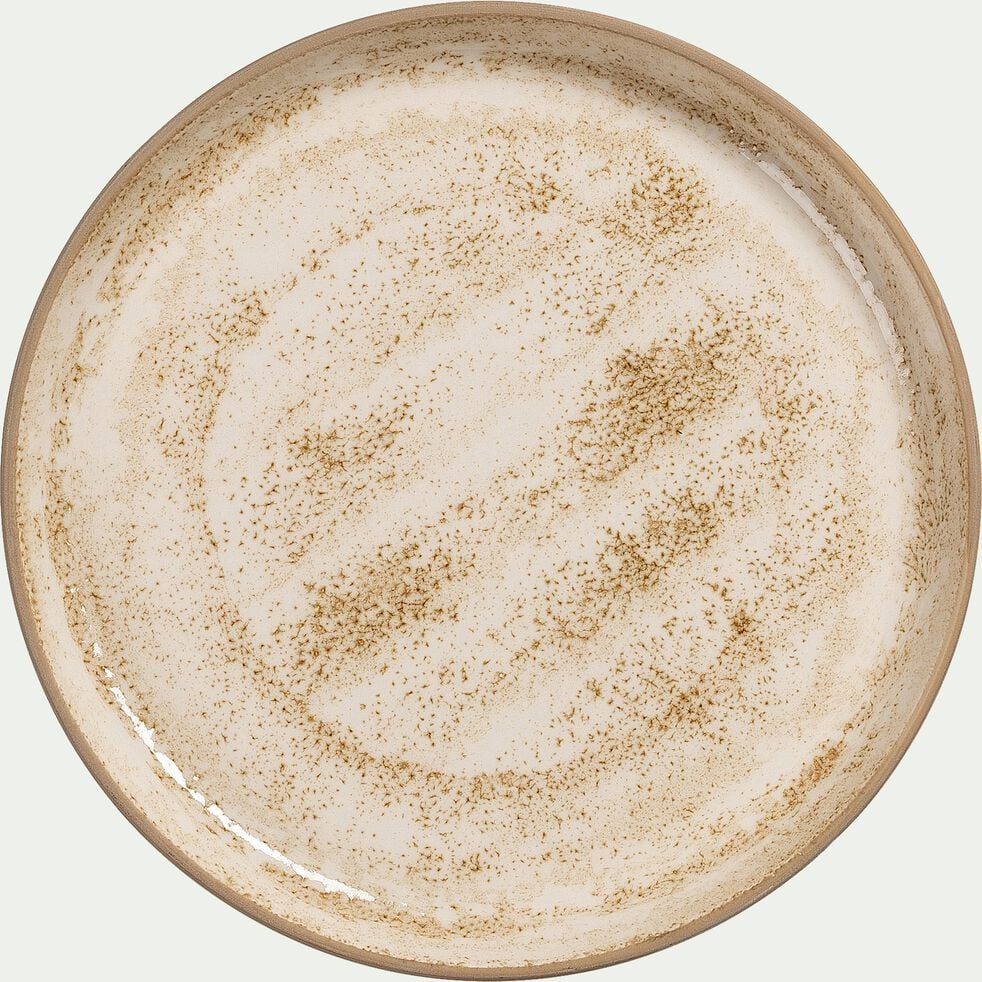 Assiette plate en faïence - marron D27cm-MURZU