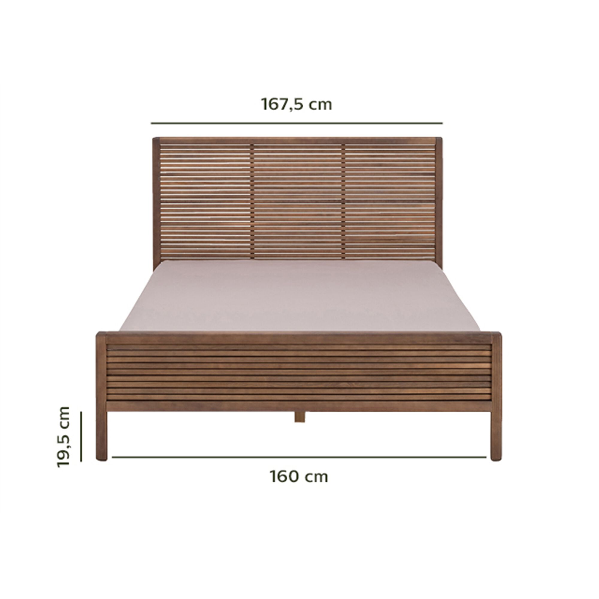 Lit 2 places avec tête de lit - bois foncé 160x200 cm-CRUZ