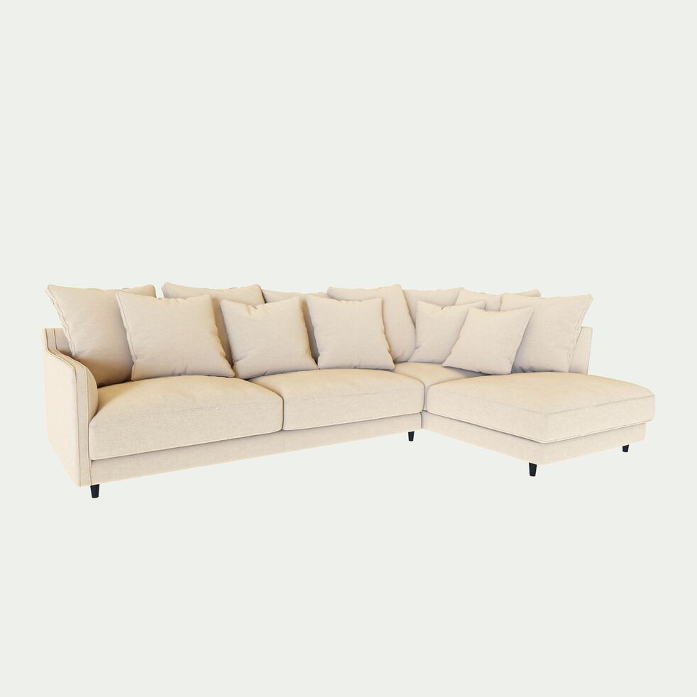 Canapé d'angle droit convertible en tissu joint - beige roucas-LENITA