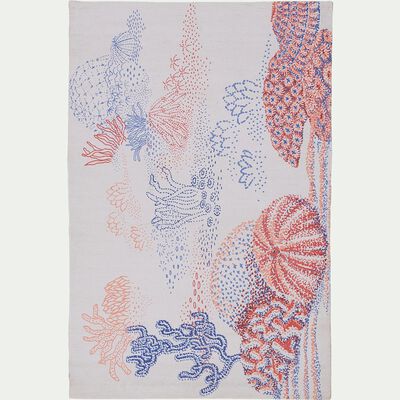 Tapis en coton tissé plat imprimé algues marines - multicolore 120x180cm-Récif