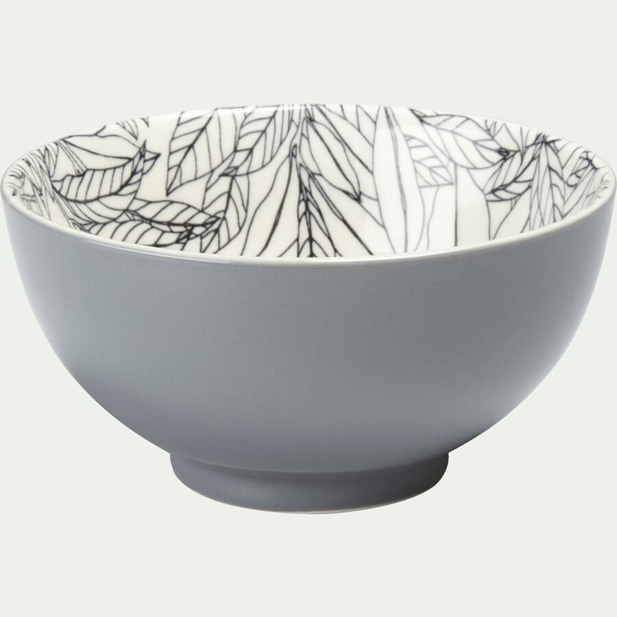 Coupelle en porcelaine motifs laurier - gris D11,5cm-AIX