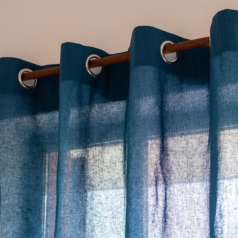 Rideau à œillets en coton 140x250cm - bleu figuerolles-CALANQUES
