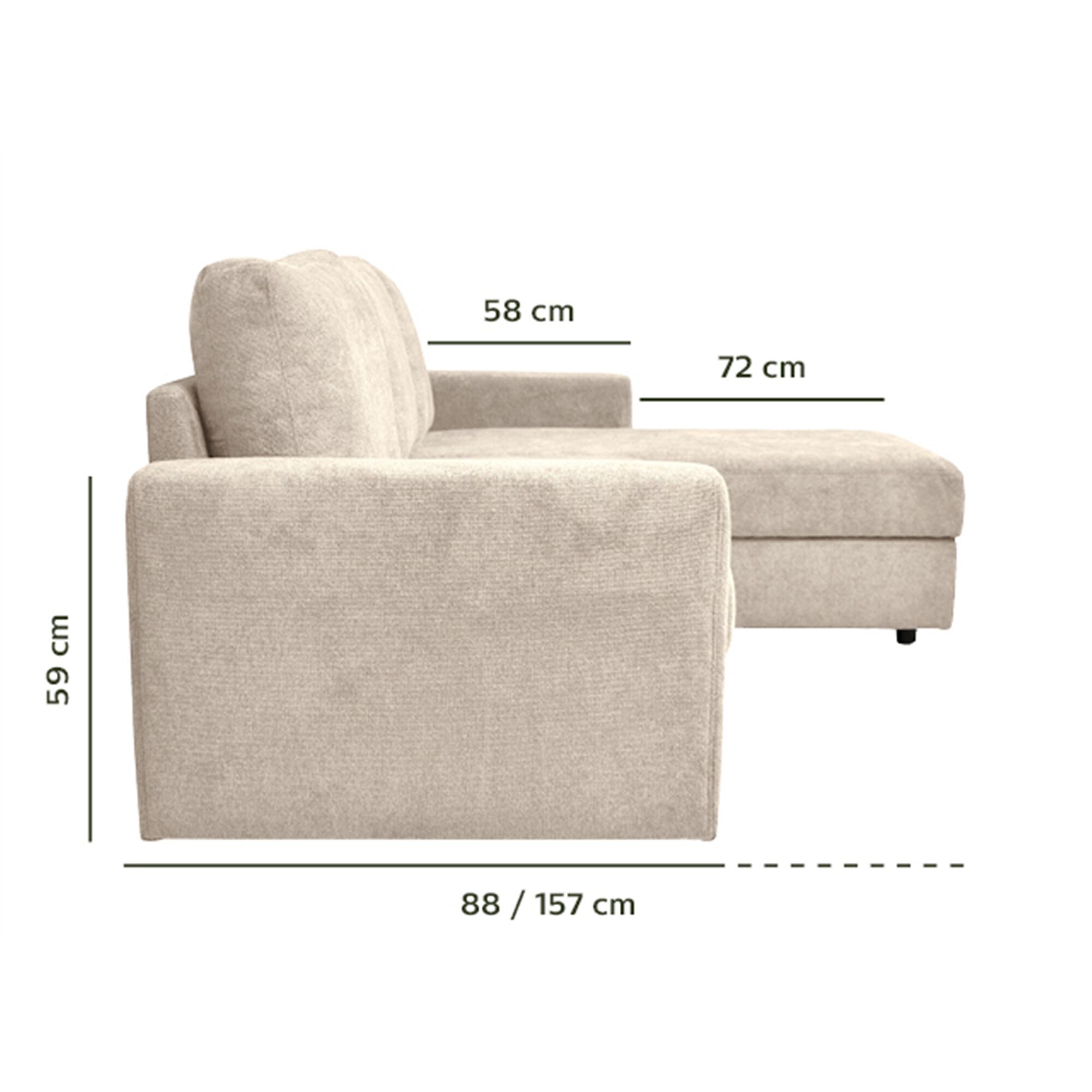Canapé d'angle réversible convertible en tissu tramé - beige roucas-HONORE