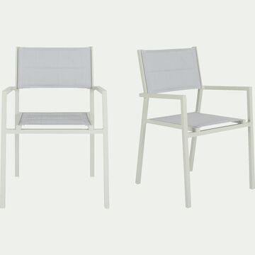 Chaise de jardin empilable en aluminium avec accoudoirs - blanc-LORETO