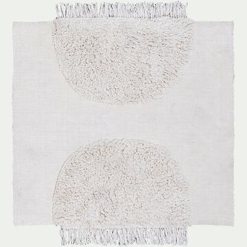 Tapis en coton carré - blanc ventoux 120x120cm-OLLIA