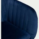 Chaise capitonnée en velours avec accoudoirs et piétement en hêtre laqué noir - bleu figuerolles-SHELL