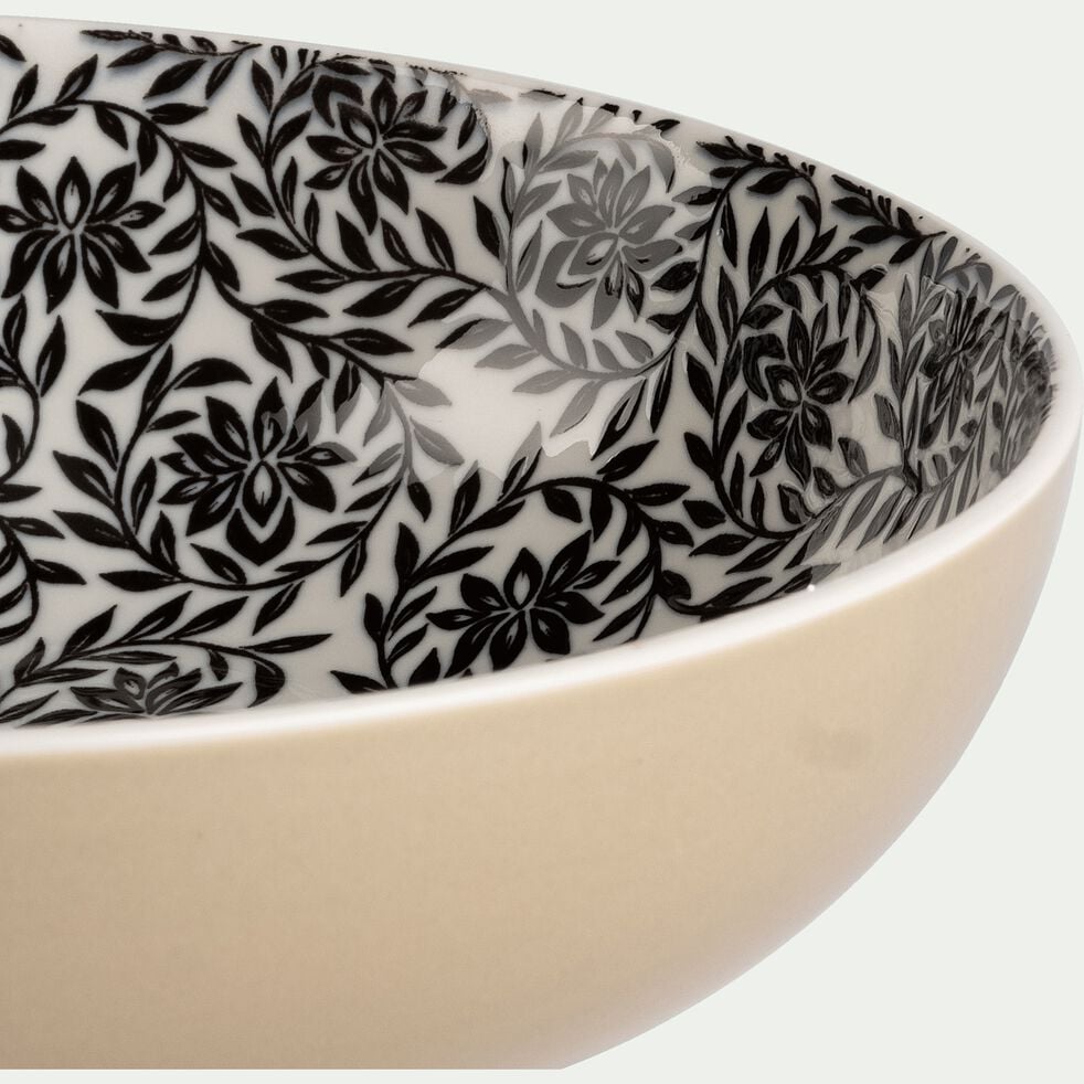 Assiette creuse en porcelaine motifs jasmin - beige roucas D21cm-AIX