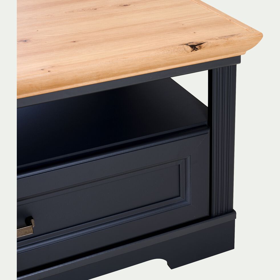 Table basse rectangulaire en bois avec niches et tiroir - gris-JASMIN