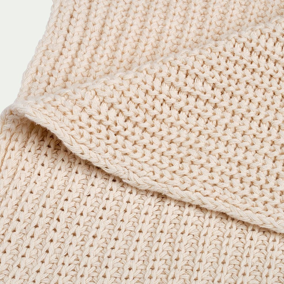 Plaid tricoté en coton - blanc ventoux 130x170cm-CAMOIN
