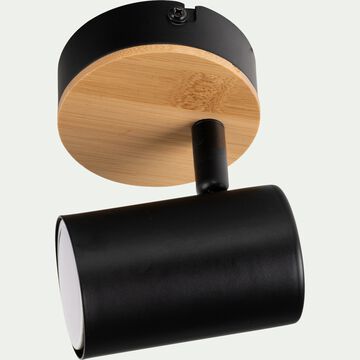 Spot électrifié en acier et bambou - noir-NIELS