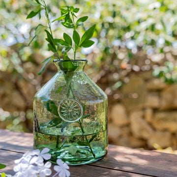 Vase bouteille en verre h16,5cm - vert-BIANDEL