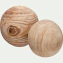 Boule décorative en bois de paulownia - naturel D13,5cm-VICTOR