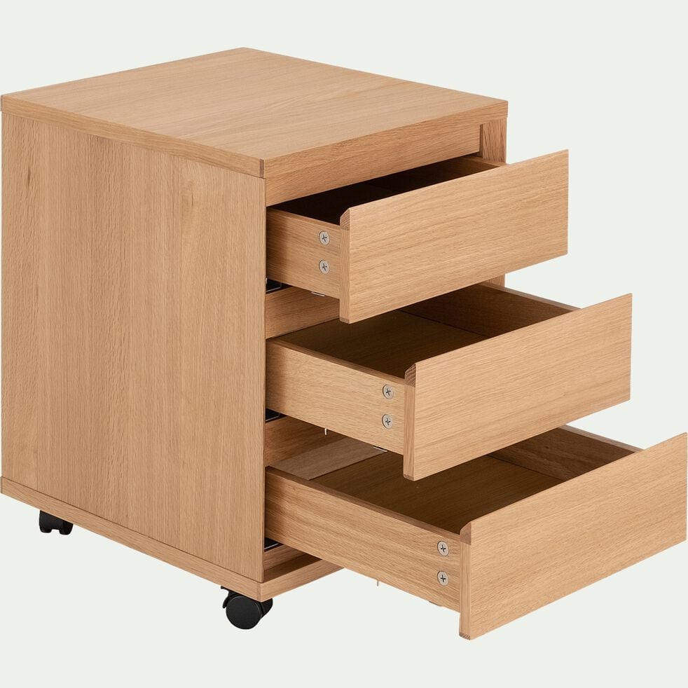 Caisson de bureau 3 tiroirs en bois - naturel - AGOSTA 