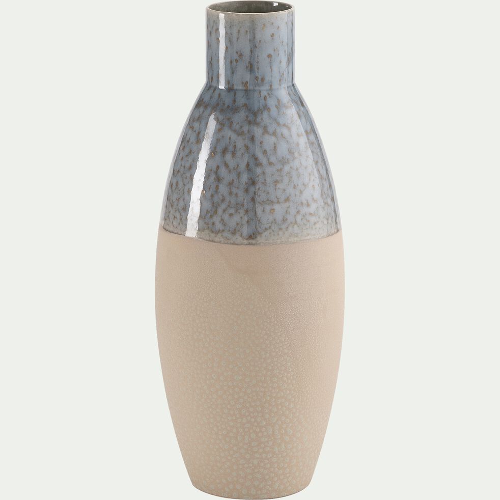 Vase bicolore en faïence - bleu D15xH44cm-APT