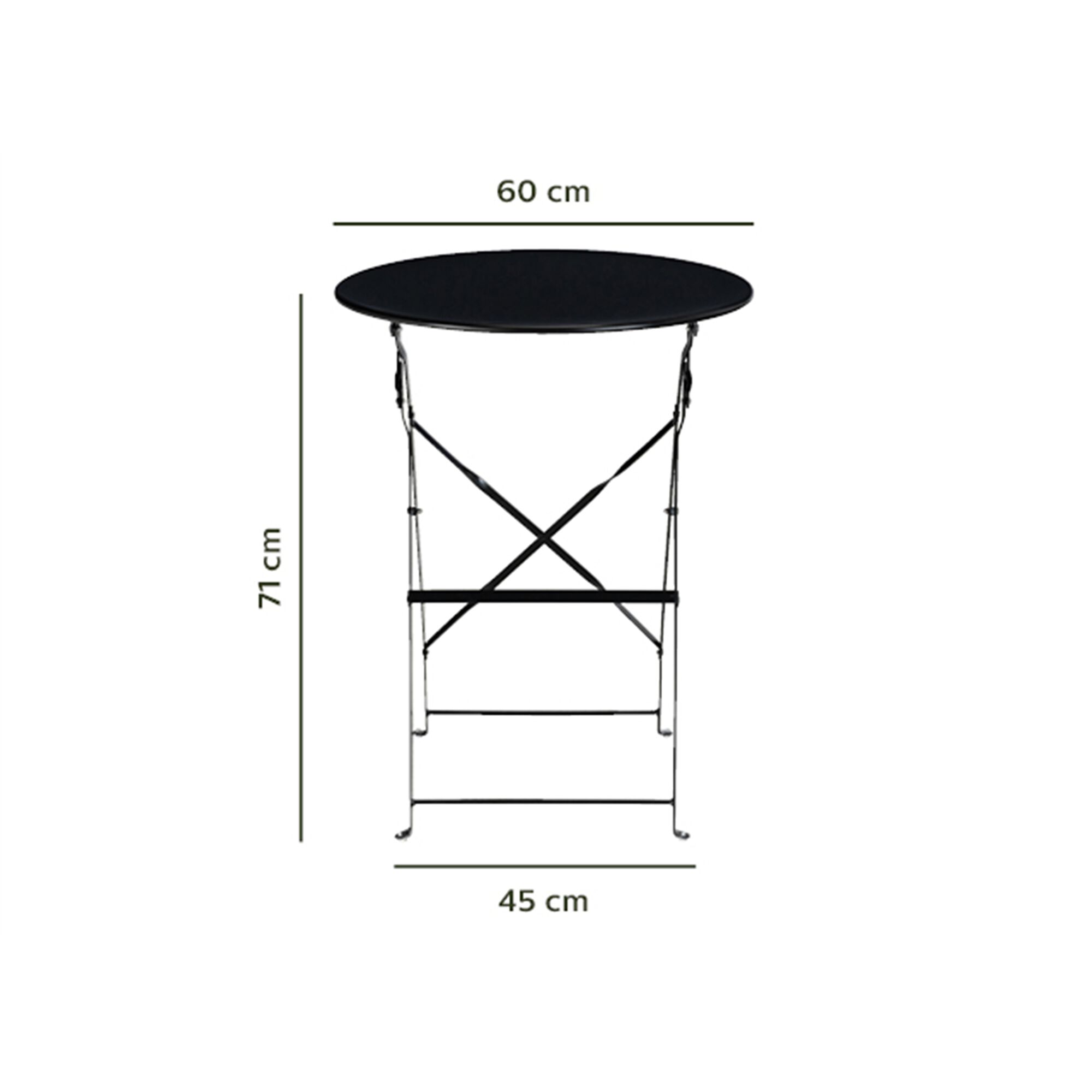 Table de jardin pliante en acier - noir (2 places)-CERVIONE