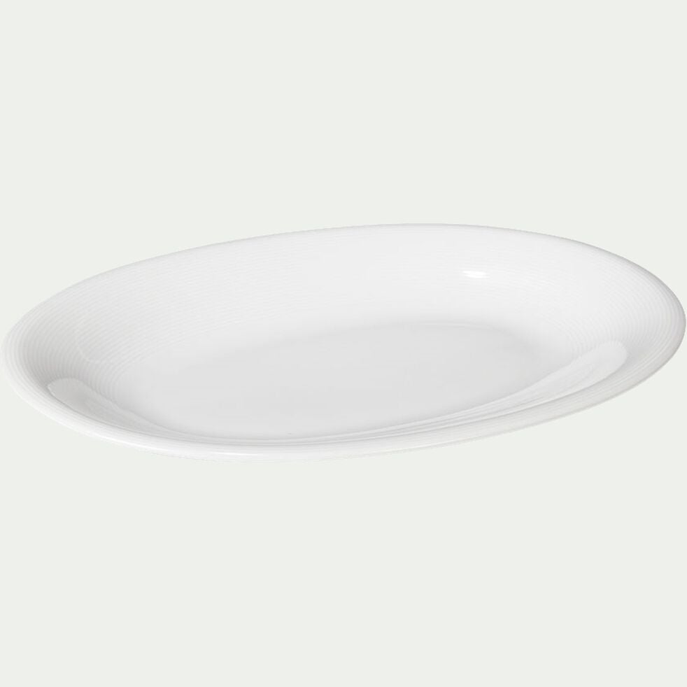 Plat de présentation ovale en porcelaine qualité hôtelière blanc-ETO